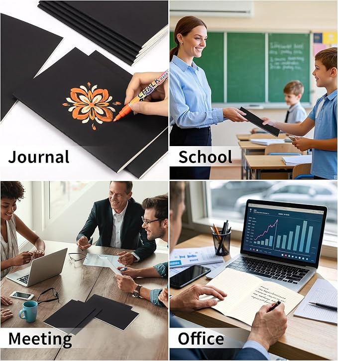 100 Pack A5 Black Cover College Ruled Notebooks Bulk, Journaling Notebooks | A5 Lined College Ruled Notebook, 8.3x5.5 Inches 60 Pages Travel Journal Notebooks Set for Work, School, Writing