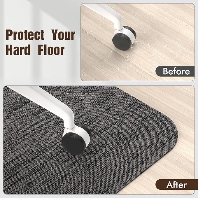Blvornl Office Chair Mat for Hardwood Floor, 32.3"x 47.2" Desk Chair Mat for Hard Wood and Tile Floor, Large Anti-Slip Hard Floor Protector Rolling Chair Pad, PVC Desk Rug, Black