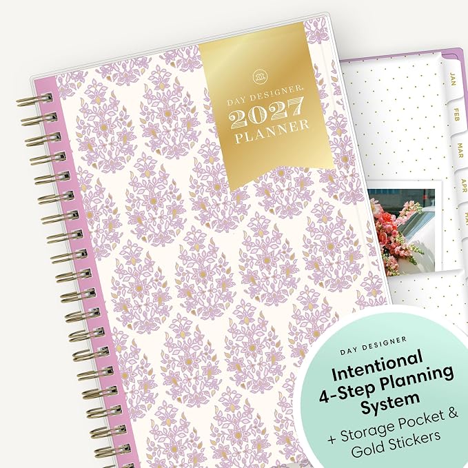 Blue Sky Day Designer 2027 Weekly & Monthly Planner, 5"x8", Kerridge Lilac | January 2027 - December 2027, Clear Pocket Cover, Durable Twin Wire Binding, Storage Pocket, Stickers