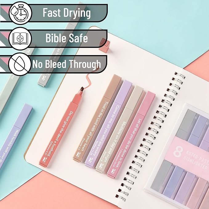 Mr. Pen- Bible Highlighters with Color-Coding System, 8 Pack | Soft Chisel Tip, Aesthetic Highlighters Assorted Colors