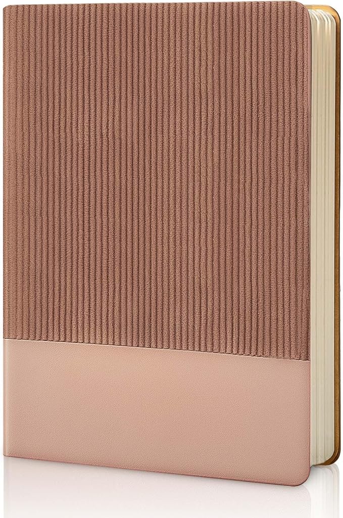 Lined Journal Notebook for Work College Ruled Notebook 5.79" x 8.27" A5 PU Leather Daily Journaling Notebook 216 Pages for Women Men Daily Writing Business School Travel Gift (Dark Pink)