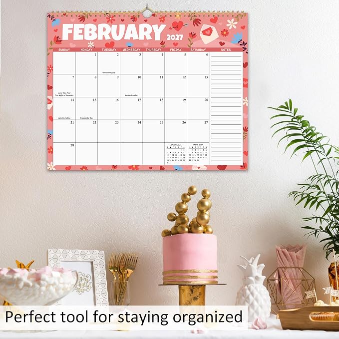 2026-2027 Wall Calendar 18 Months, Wall Calendar from July 2026 to December 2027, Large Hanging Calendar with Thick Paper, Perfect for Home and Office Monthly Organizing & Planning, 14"x11", Seasonal