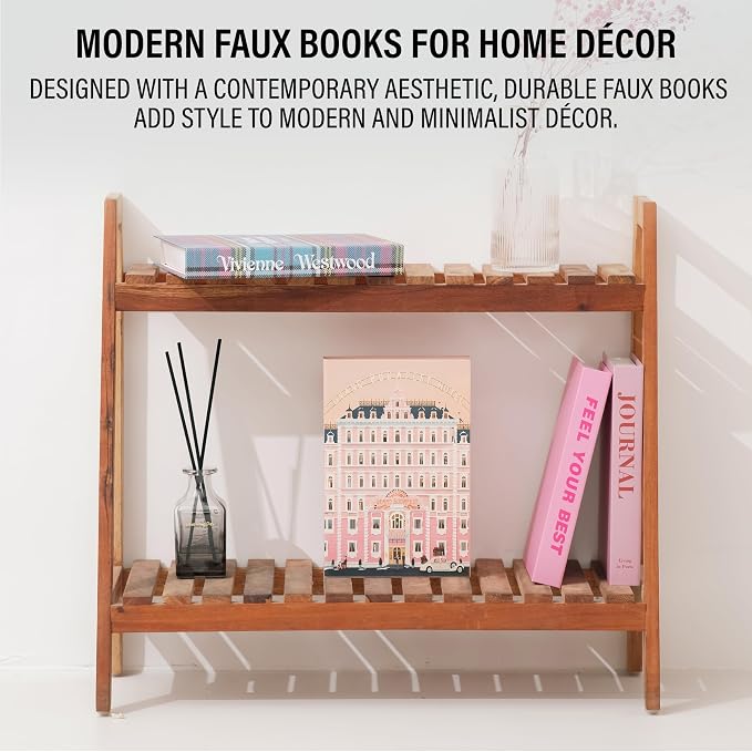 PROBENEX 4 Pcs Decorative Books | Faux Velvet Coffee Table & Shelf Decor | Rich Moody Look for Living Room, Office and Entryway - Not Real, Tool-Free 2-Min Setup