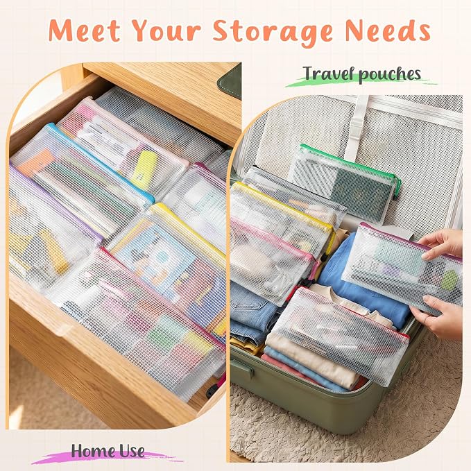 Smarpau 96 Pack Pencil Pouch Bulk, 12 Colors Small Mesh Zipper Pouches | 9.3" x 4.7" Clear Pencil Case Waterproof Zipper Bags for Home&Travel Organize, Office Supplies