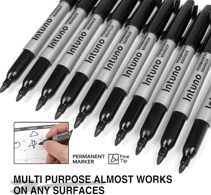 Permanent Markers, 120 Count Black, Fine tip, Oil-Based Permanent Markers, Waterproof and Fade-Resistant, for Paper, Wood, Metal, Glass and More