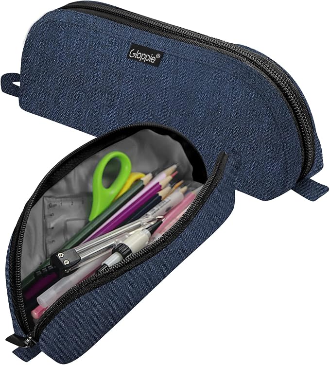 Gloppie Pencil Pouch - Practical Pencil Case, Aesthetic Simple Pencil Bag, Small Pen Holder, Back to School Supplies for Girls Boys, Blue