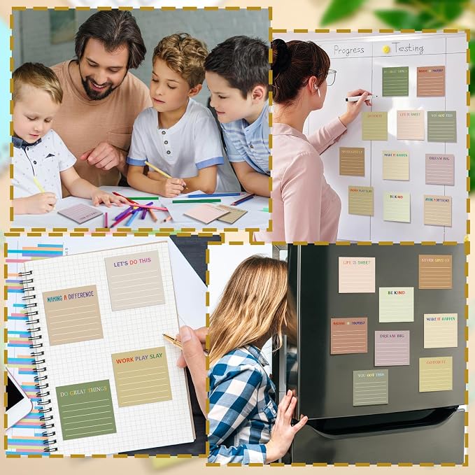 Yinder 24 Pcs Inspirational Sticky Notes, Back to School Supplies, Cute Motivational Sticky Notes Pad Employee Appreciation Gifts Bulk for Teacher Coworker Office 3 x 3'' (Motivational,Boho)
