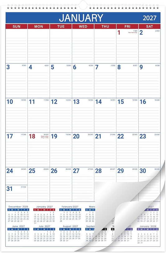 2027 Wall Calendar, 2027 Vertical Large Wall Calendar, 15" x 23" | from Jan 2027 - Dec 2027, Julian Date, Premium Paper, for Home Office Organizing