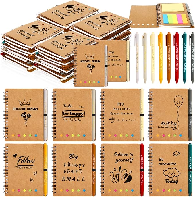 Resurhang 32 Set Back to School Gifts Bulk Teacher Appreciation Inspirational Notebooks Mini Journals with Pens Thank You Gifts for Students Employee Coworker Staff Office Supplies