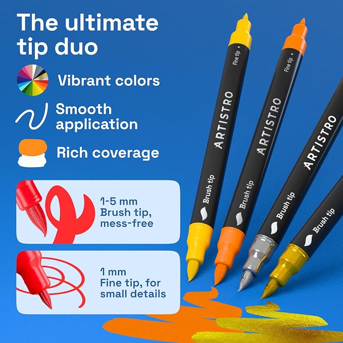 ARTISTRO 72 Acrylic Paint Markers - Paint Pens for Drawing - For Fabric, Rock, Glass, Wood, Molds - Arts & Crafts Gift for Adults, Teens, Kids, Classroom Must Haves & School Supplies