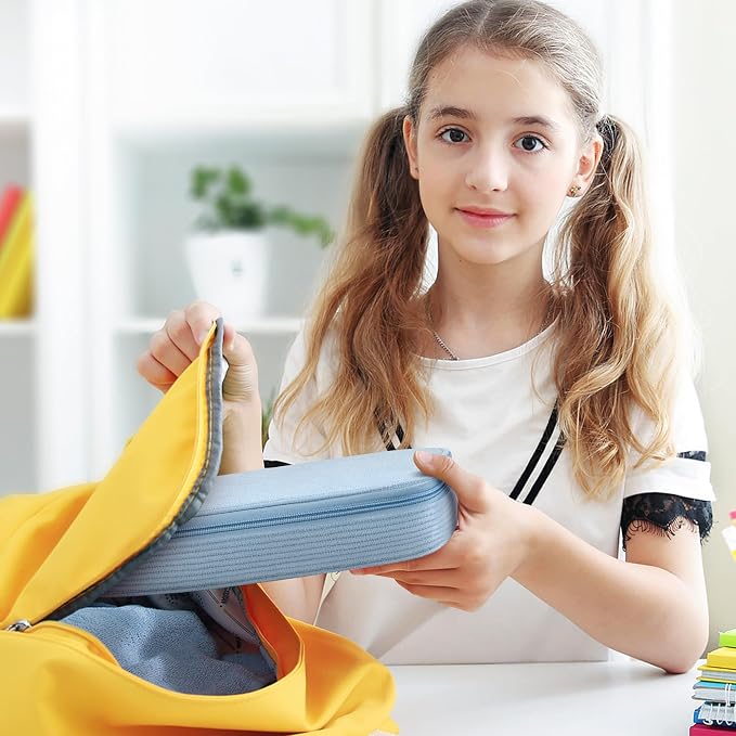 Zannaki Large Capacity Pencil Pouch Organizer | Soft Corduroy Pencil Box for Girls Boys Teens | Cute Big Pen Bag with Multiple Zipper Pockets - Pencil Case Storage for Art Supplies & Stationery-Blue
