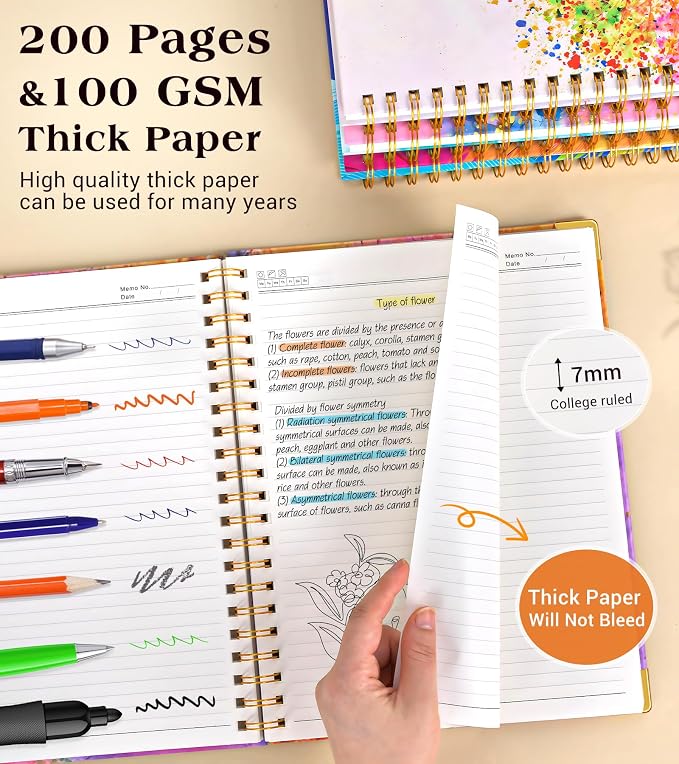 Lined Spiral Notebook Journal for Women, 150 Pages Cute Notebooks 5.75” x 8.38”, A5 Hardcover Spiral Journals with 100 GSM Thick Paper, College Ruled Notebook for Writing Work School, Autumn Tree