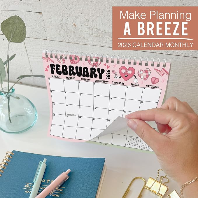 Small Desk Calendar 2026-2027 Standing Flip - 18-Month 2026 Desk Calendar Small for Home, Office & School, Standing Desks Calendars 2026-2027, Mini Desks Calendars, Back to School Teacher Gifts