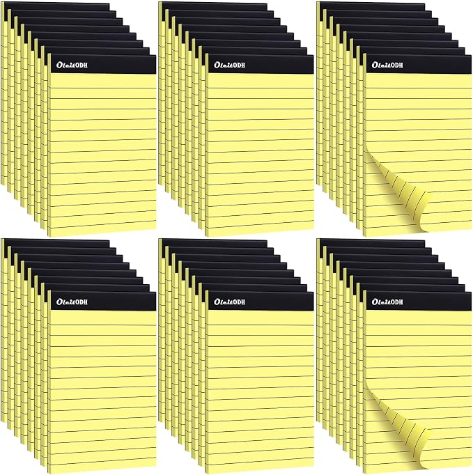 Oleitodh 48 Pack 4 x 6 Yellow Note Pads Lined Memo Pads Perforated Pages | 30 Sheets Each, Smooth Writing, Pocket Size, Easy Tear, Office, School, Home, Shopping Lists, Daily Notes