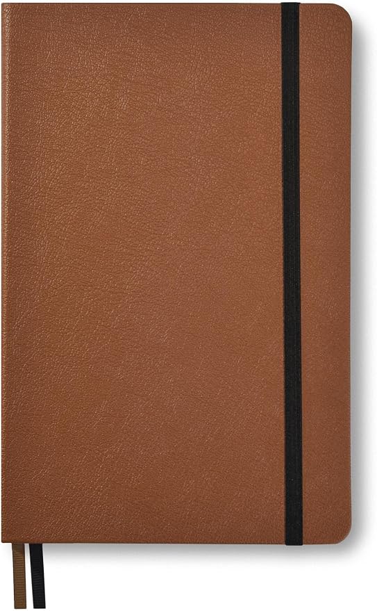 Minimalism Art, Premium Hard Cover Notebook Journal, Classic 5" x 8.3", 122 Numbered Pages, Gusseted Pocket, Ribbon Bookmark, Extra Thick Ink-Proof Paper 120gsm, San Francisco (Squared, Brown)