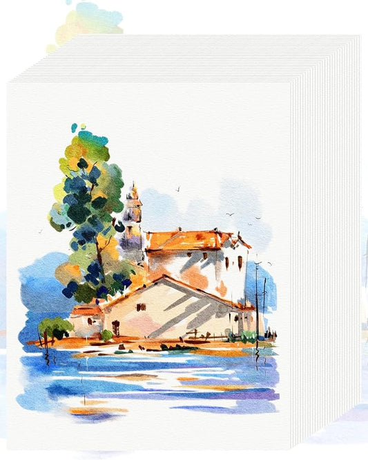 30 Sheets Watercolor Paper 8.5 x 11, Cold Press Watercolor Paper Bulk, 110 LB/230 GSM Water Color Paper Pad 8.5 x 11, Watercolor Supplies for Kids Adults, Paint Paper for Sketching, Acrylic, Gouache