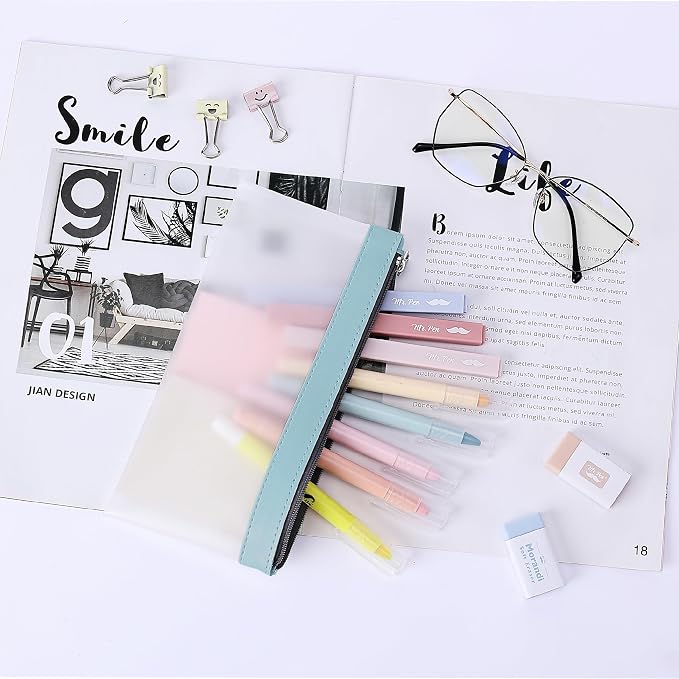 Mr. Pen- Clear Pencil Pouch, 8.50"x4.25", 3 Pack, Durable TPU Material | Medium Water-Resistant Pencil Bags with Smooth Zipper, Multipurpose Clear Pouch for Stationery, School, Office
