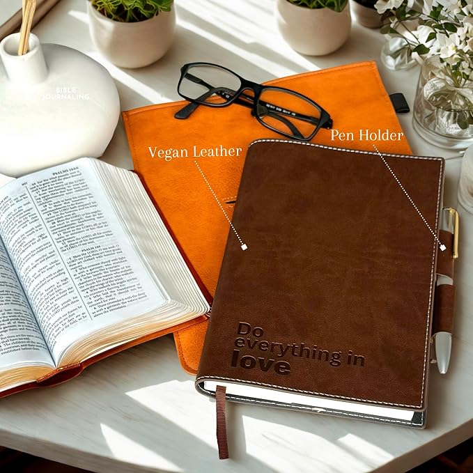 SETTINI® Refillable Vegan Leather Journal with Pen, Do Everything Brown | refillable insert system, luxury pen, 192 pages, vegan leather, A5, lined refill, faith gift