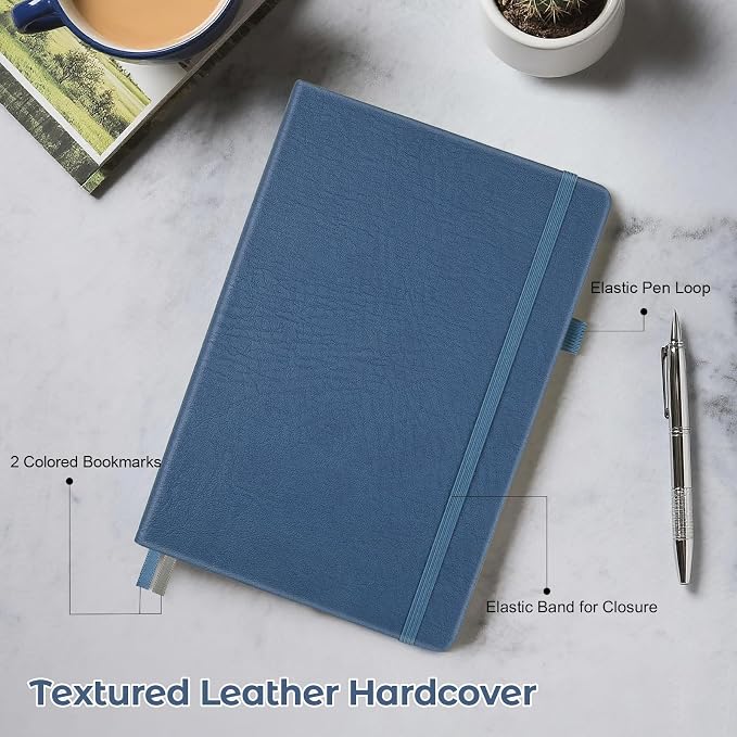 Dotted Journal, Hardcover Leather Dot Grid Notebook Journal for Women Men | No Bleed Thick Paper for Smooth Writing, Lay Flat, A5 Portable Size for Work, School, and Travel, Professional Business Style
