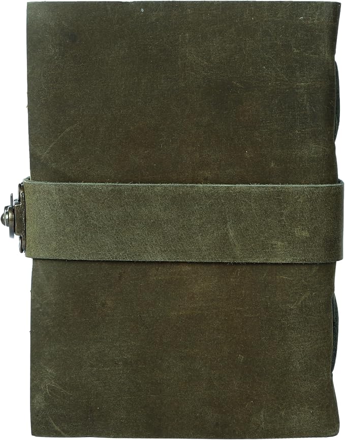 Vintage Leather Journal Handmade Buffalo Deckle Edge Paper – Leather Bound Journal for Women Men Vintage C-Lock Closure Ideal for Writing & Travel for Artists