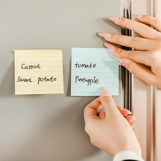 Mr. Pen- Lined Sticky Notes, 3" x 3", 6 Pads, 45 Sheets/Pad | Sticky Notes with Lines, Ruled Post Stickies, Memo Pads, Self-Stick Note Pad for Office, School, Home, Study