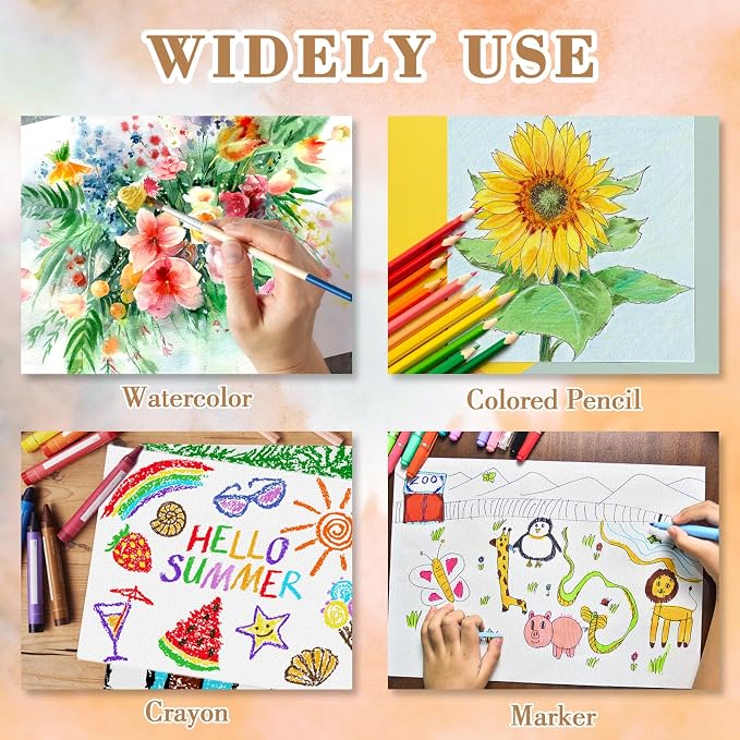 50PCS 2.5x3.5 Watercolor Paper Bulk, 140lb/300g Cold Press Thick Water Color Paper Pad for Child Adult, White Art Paper for Drawing Painting Markers Gouache, Textured Cotton Paper Sheets