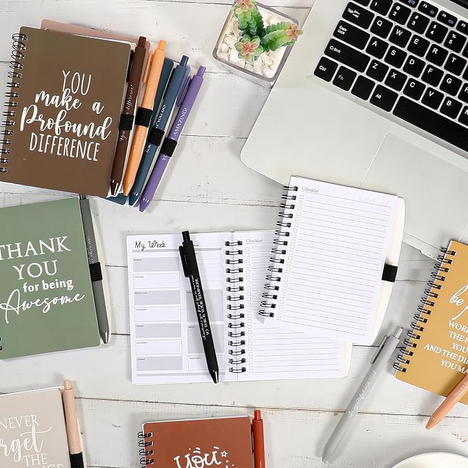 Tellingyou 20 Pcs Bulk Employee Appreciation Gifts A6 Notebook with Pens Back to School Gift Thank You for Teacher Student Team Office Coworker Staff Volunteers Affirmation Gifts (Neutral Colors)