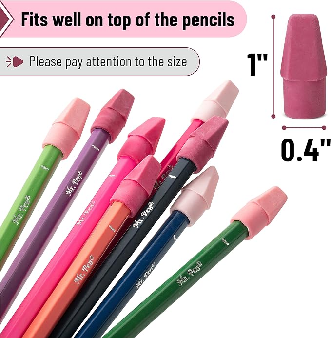 Mr. Pen- Pencil Erasers Toppers, 120 Pack, Pink Shades, Erasers for Pencils | Pencil Top Erasers, Pencil Eraser