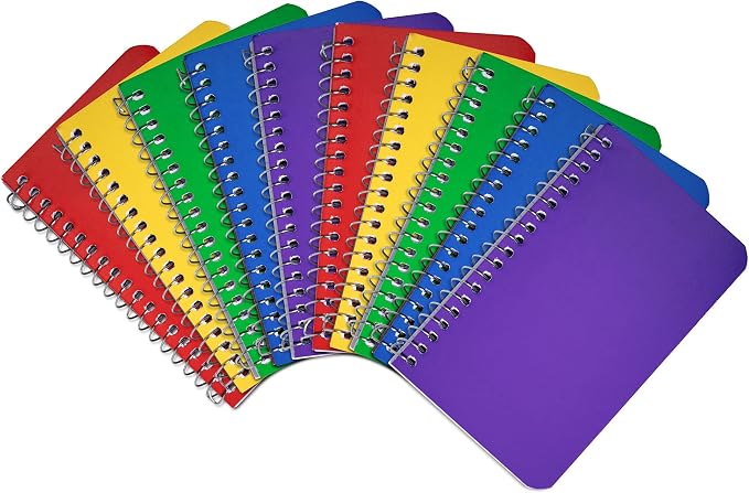 Memo Books, Wirebound Spiral Memo Pads 3x5” Inch, Lined College Ruled Paper, Pocket Notebook, Memo Pads for Home Office Accessories, Mini Note Pads - 3x5 Inch - Assorted Colors, 50 Sheets - 10 Pack