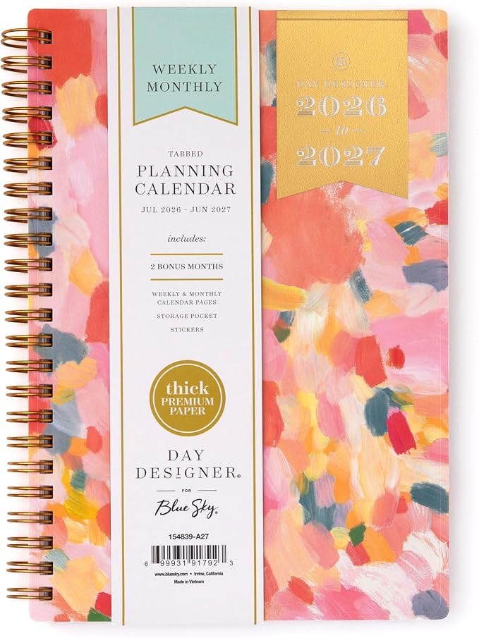 Blue Sky 2026-2027 Weekly & Monthly Academic Planner, 5"x8", Smitten | July 2026 - June 2027, Flexible Cover, Wirebound, Storage Pocket, Stickers, Academic Year, Day Designer