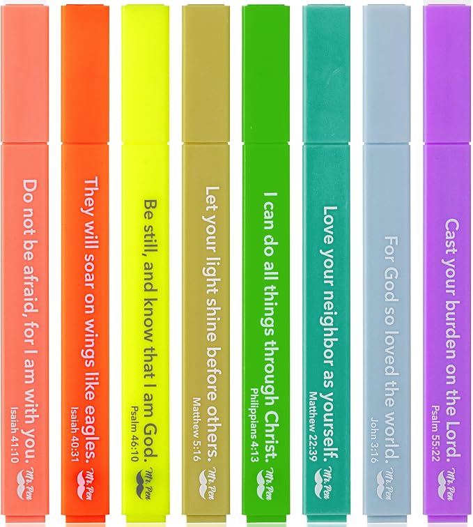 Mr. Pen- Bible Highlighters with Color-Coding System, 8 Pack | Soft Chisel Tip, Aesthetic Highlighters Assorted Colors