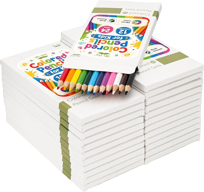 Mr. Pen- Colored Pencils for Kids, 12 Colors/Set, 24 Sets, Soft Core | Pre-Sharpened Color Pencils Bulk for Adult Coloring Book, Drawing, Sketching, Classroom Prizes, Kids Party Favors