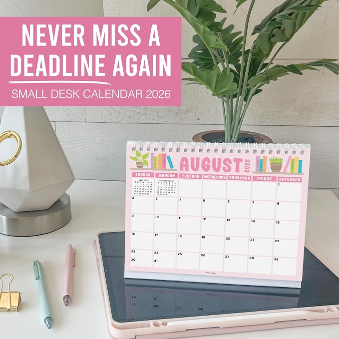 Small Desk Calendar 2026-2027 Standing Flip - 18-Month 2026 Desk Calendar Small for Home, Office & School, Standing Desks Calendars 2026-2027, Mini Desks Calendars, Back to School Teacher Gifts