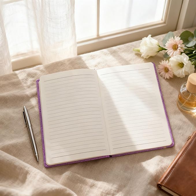 Custom Notebook and Pen Set - Personalized Cover with Logo/Text/Photo, Glitter Design & Rose Gold Accents, Customizable Journal with Matching Pen for Gifts/Office/School, Make It Unique, Gold
