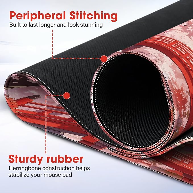 Large Mouse Pad 31.5x15.7 Inch - Starter Desk Mat for Office and Gaming, Non Slip Rubber Bottom, Stitched Edges, Easy Clean, Maple Leaf
