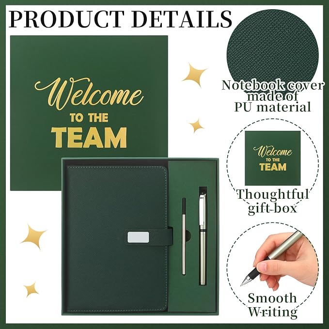 Sayglossy New Employee Welcome to The Team Gift Sets Notebook and Pen Welcome to The Team Box Employee Appreciation Gift Sets for New Office Worker(Green)