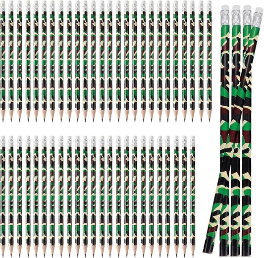 50pc Camouflage Pencils HB, Wooden Writing Pencils for Classroom Office Supplies, Camo Design Bulk Pencils for Kids Students