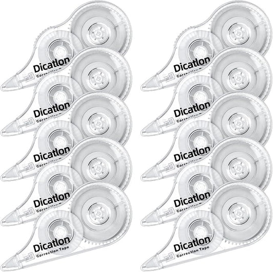 White Correction Tape 10 Pack, Easy Use Roller Applicator, Instant Dry, Jam Free PET Film, Smooth Precise Corrections for School, Office, Home,1/5" X39Ft