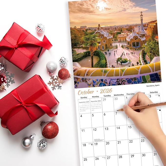 European Destinations 2026 Wall Calendar | 12" x 24" Open Hangable Monthly | Thick & Sturdy Paper | Take a Tour of Europe | Family Planner Calendar