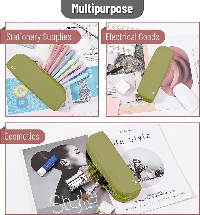 Mr. Pen- Silicone Pencil Case, Aesthetic Pencil Bag for Women, Makeup Pouch | Multifunctional Pouch for Stationery, Cosmetics and Electrical Goods Storage
