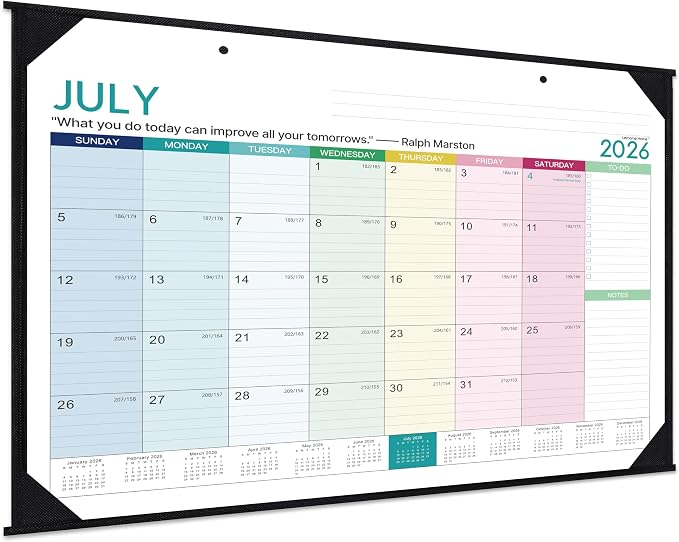 Desk Calendar 2026-2027 -18 Monthly Large Desk Calendar 2026-2027, 22" x 17", Jul. 2026 - Dec. 2027, Corner Protector, Large Ruled Blocks - Colorful Lump