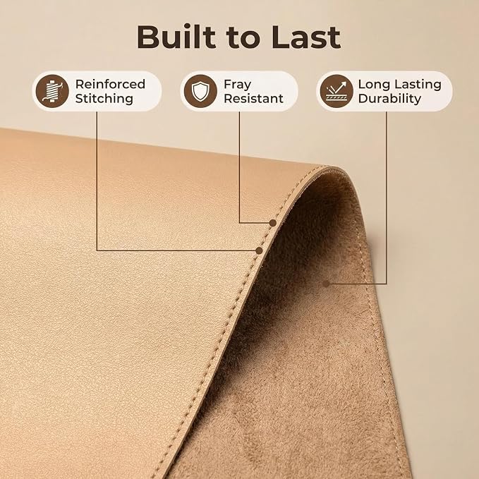 Leather Desk Mat - Non-Slip PU Desk Pad for Office and Home - Desk Organization and Accessories - Ideal for Mouse Pad and Desk Mats on Top of Desks(Khaki,27.58''x 44.92'')