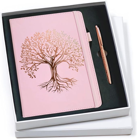 Veway Luxury Journal and Pen Set for Women - A5 Vegan Leather Notebook with Pen - 224 Lined Pages, Index & Gift-Ready Packaging (Eternal Tree of Life)