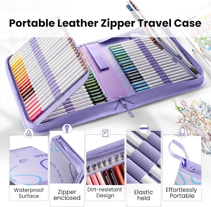 Four Candies Colored Pencils Set,120 Soft Colored Pencils for Coloring Books and Drawing,Blending,Shading. Non-Toxic Art Supplies with Portable Zipper Case & 3-Color Sketchbook for Artists, Beginners