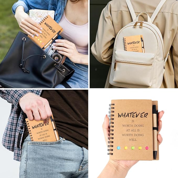 ERUW Inspirational Spiral Notebook 4 Sets Employee Appreciation Gifts Bulk Team Office/Students Thank You Gifts Journal Lined Pocket Notepad,Note Pads for Nurse Teacher Employees Coworker Volunteer