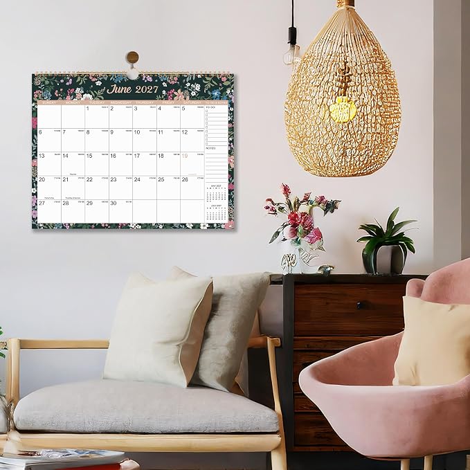 Wall Calendar 2026-2027, Jul 2026 - Dec 2027, 14.8" x 11.57", 18 Month | Calendar 2026-2027, Twin-Wire Binding, Julian Dates, Large Block, Notes & To-do List, Thick Paper, Perfect for Planning