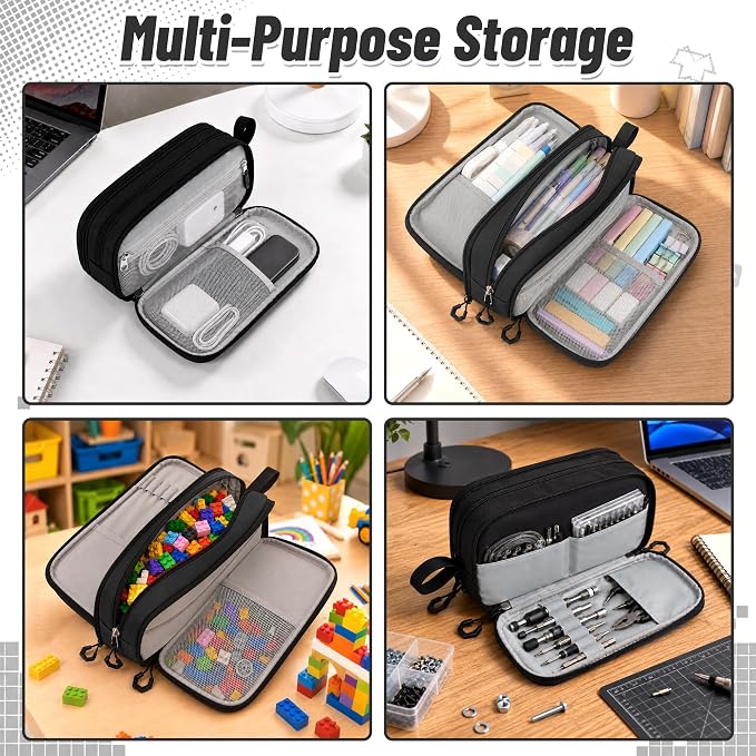 Pencil Case for Boys, Large Capacity Pencil Pouch with Zipper Compartments, Gamer Pen Bag Organizer for School Kids Teens