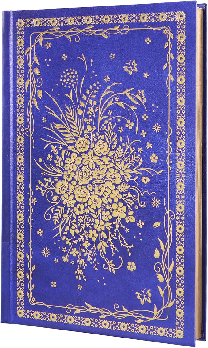 Hardcover Notebook Journal with 224 Pages, A5 Lined Journal for Smooth Writing, Aesthetic Royal Blue Baroque Floral Notebook Journal, Elegant Journal for Women & Men