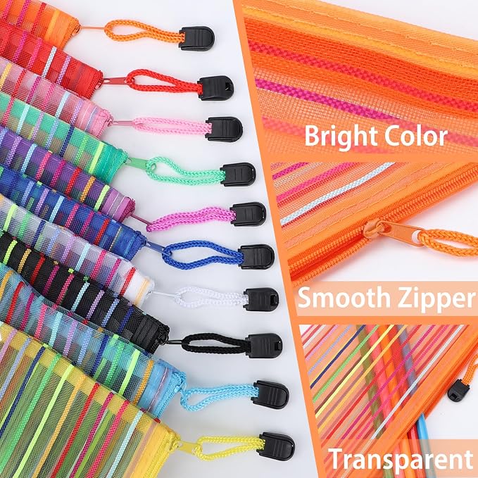 YOPCDJ 80 Pack 10 Colors Mesh Zipper Pouch Bags, Small Pouch Pencil Pouch Bulk, Cosmetics Makeup Bags Accessories Storage Bag, Home Organizing Office School Classroom Supplies