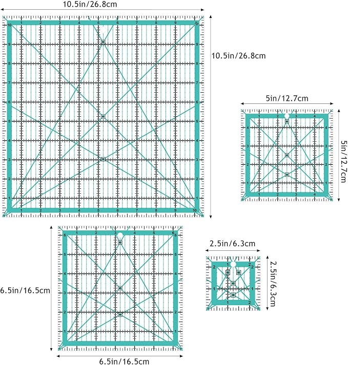Quilting Ruler,Quilting Templates,Sewing Quilt Rulers,Acrylic Curved Corner Cutter,Precision Fabric Cutting Patchwork Tool for Quilting Sewing Craft DIY Projects,Blue 10.5" 6.5" 5" 2.5"